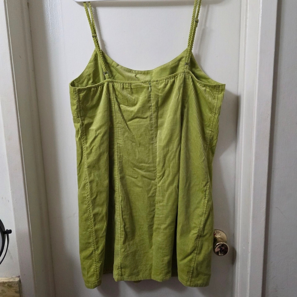 Wild Fable Green Corduroy Mini Dress XL | Adjustable Straps Soft Ribbed Texture - Picture 6 of 7